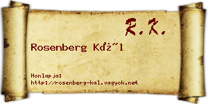 Rosenberg Kál névjegykártya
